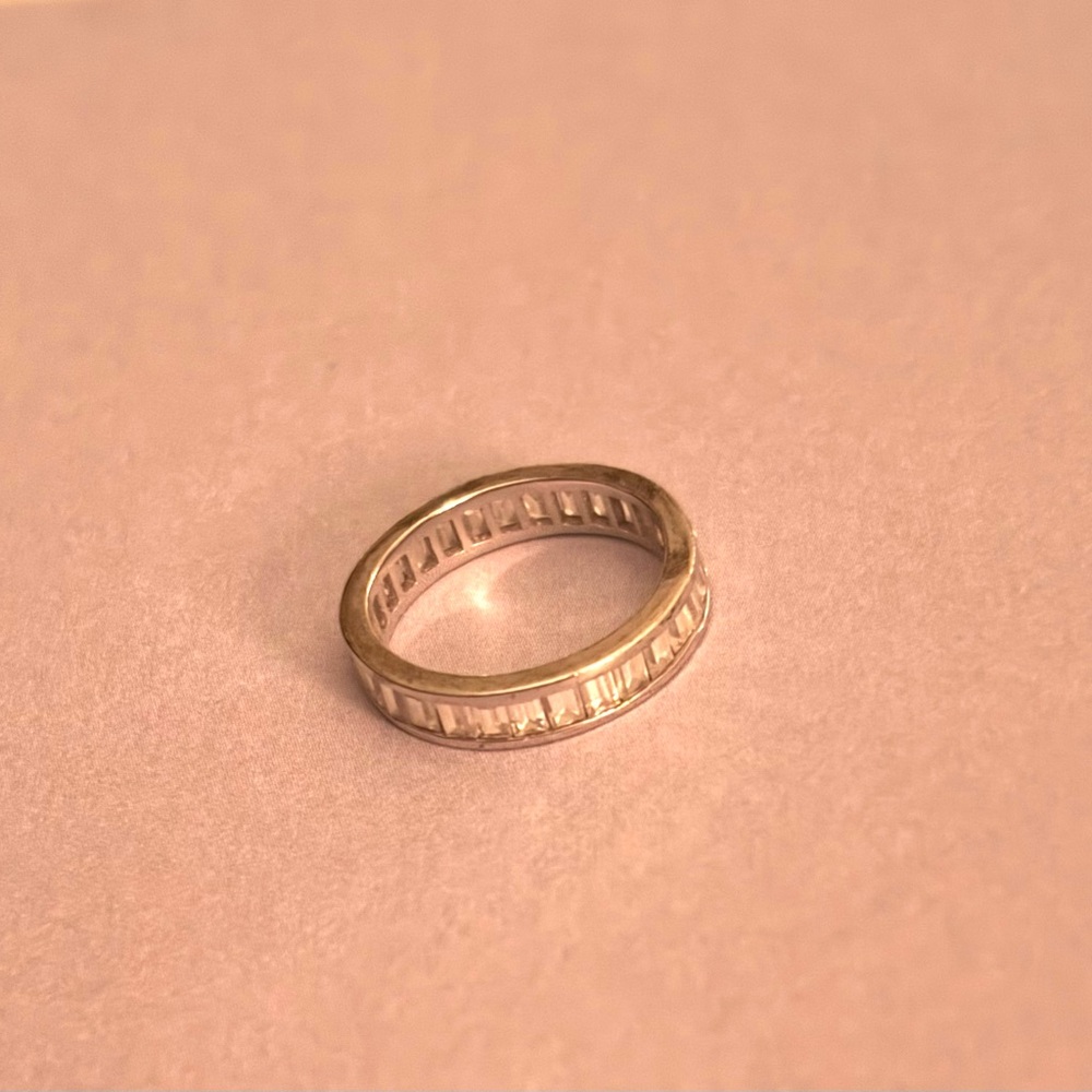 Elegant Stainless & Crystal Band Ring